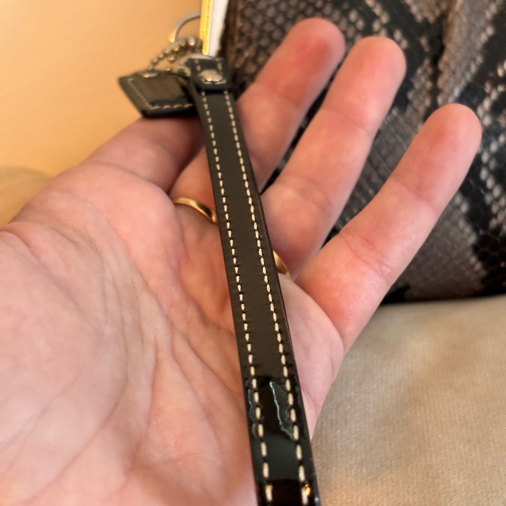 COACH Black and Gray Python Printed Leather Frame… - image 3